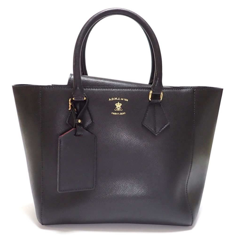 A.D.M.J】エーディーエムジェイ トート ハンドバッグ レザー ブラック  