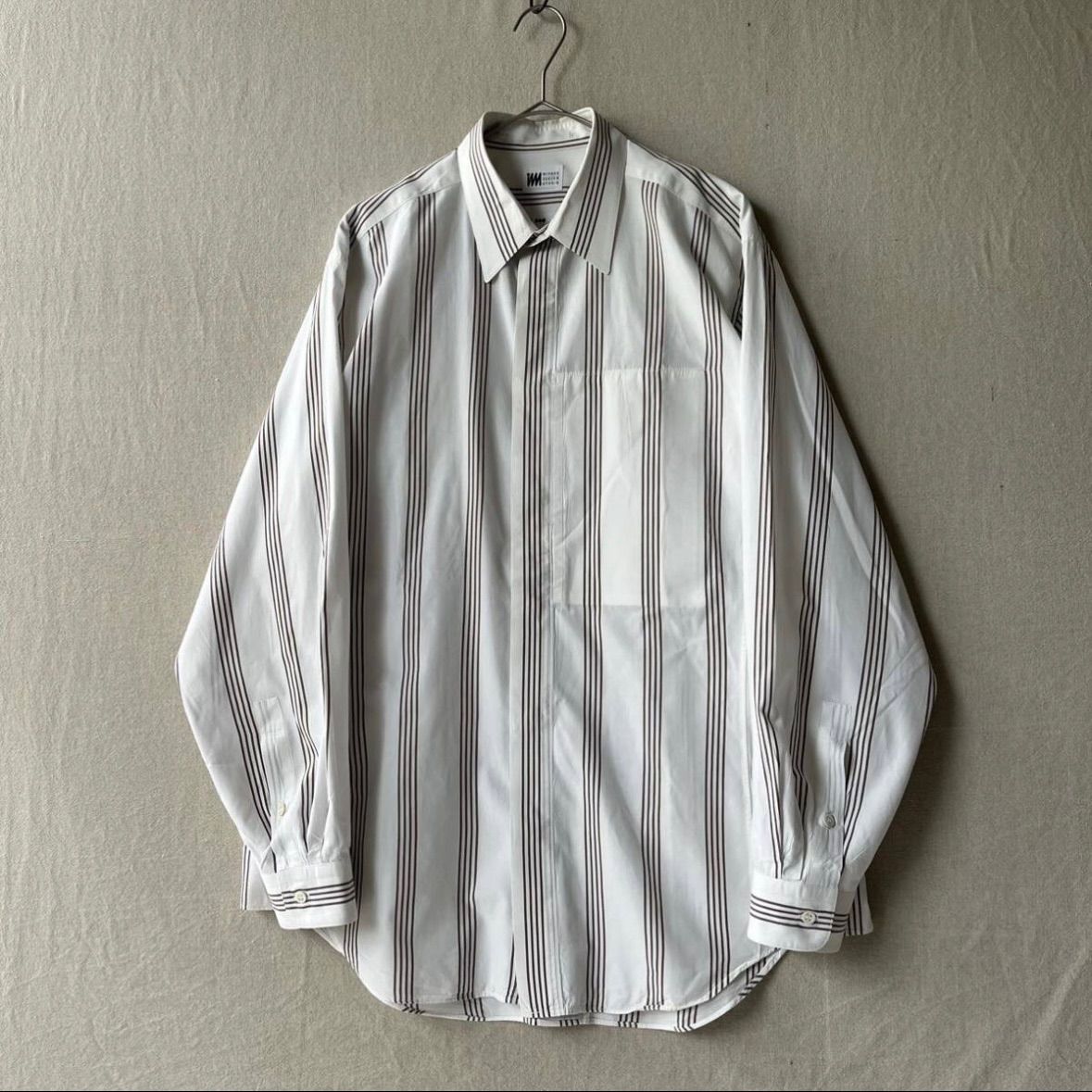 80s im ISSEY MIYAKE シャツ / L コットン ホワイト ストライプ ドレス ビンテージ 90s T4-06020-1539