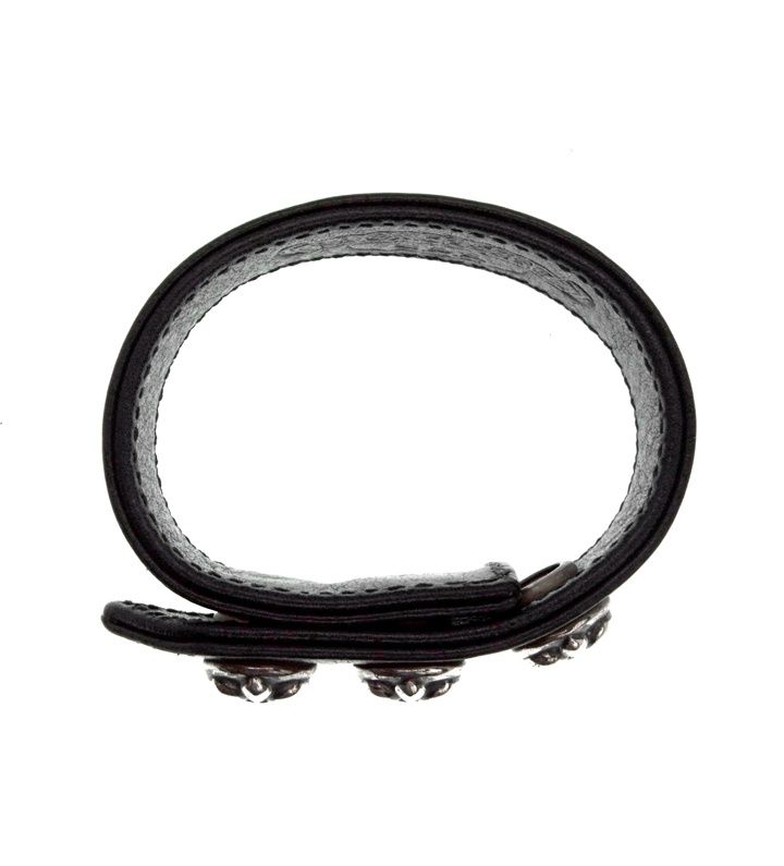 クロムハーツ 3BTN 2SNPレザー バングル スター 鑑定済】原本付 クロム