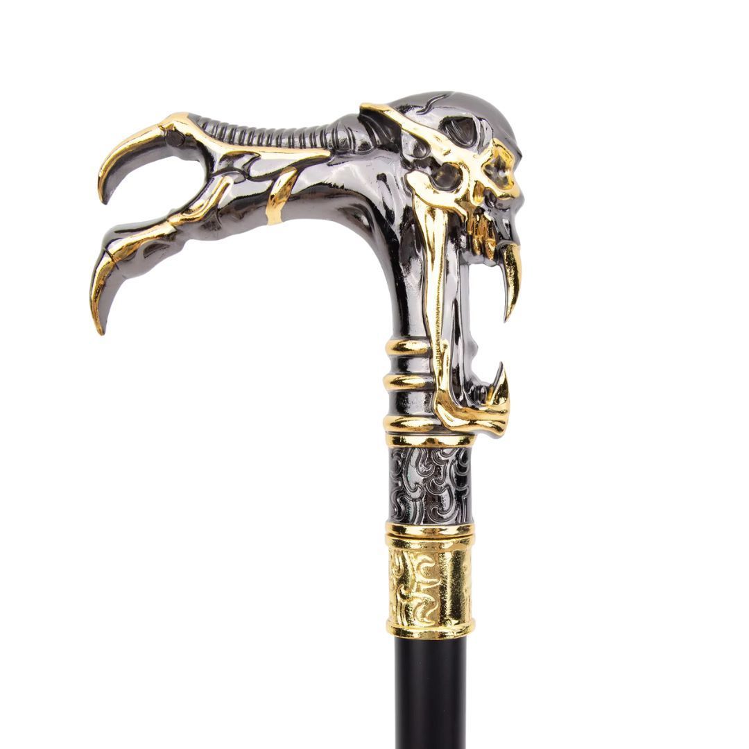 杖 ゴースト スカルヘッド ブラック ゴールド ステッキ スカルステッキ 髑髏 ドクロ 骸骨 Skull