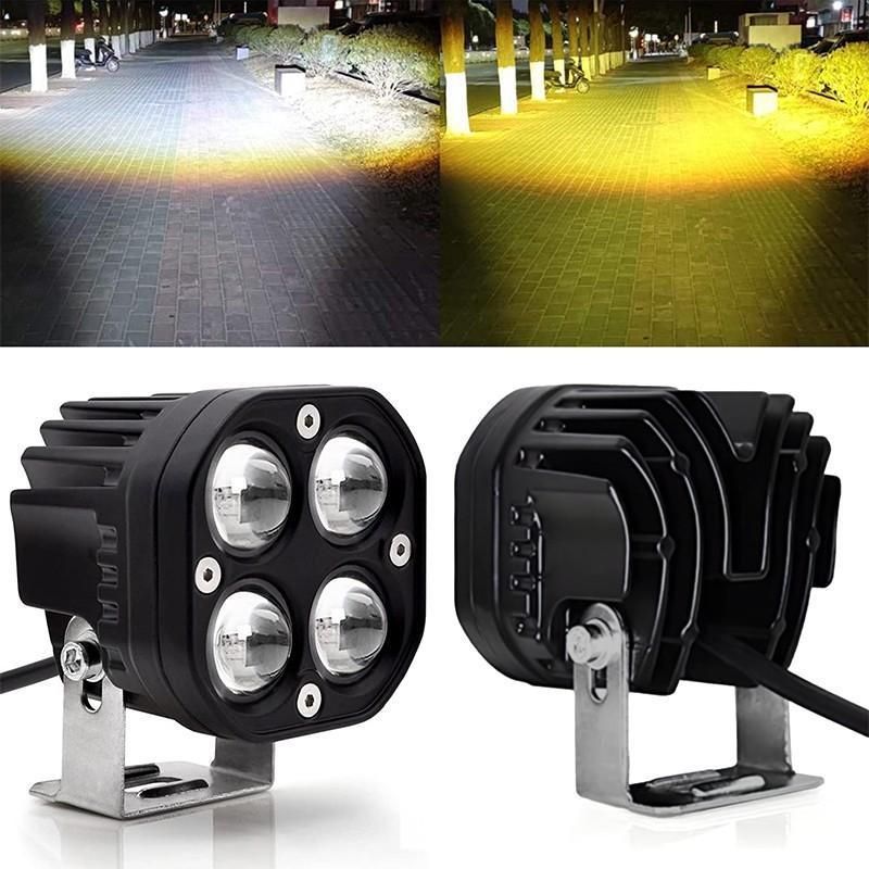 3インチ LED立方体灯 白黄双色切替 LEDワークライト 越野車 バイク用 40W 12V