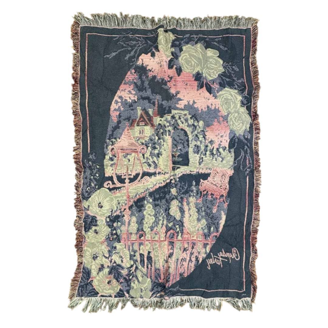 VINTAGE - vintageラグ カーペット 豪邸 庭園 977 Amazon | ラグカーペット、レトロブルーフローラルフラワー