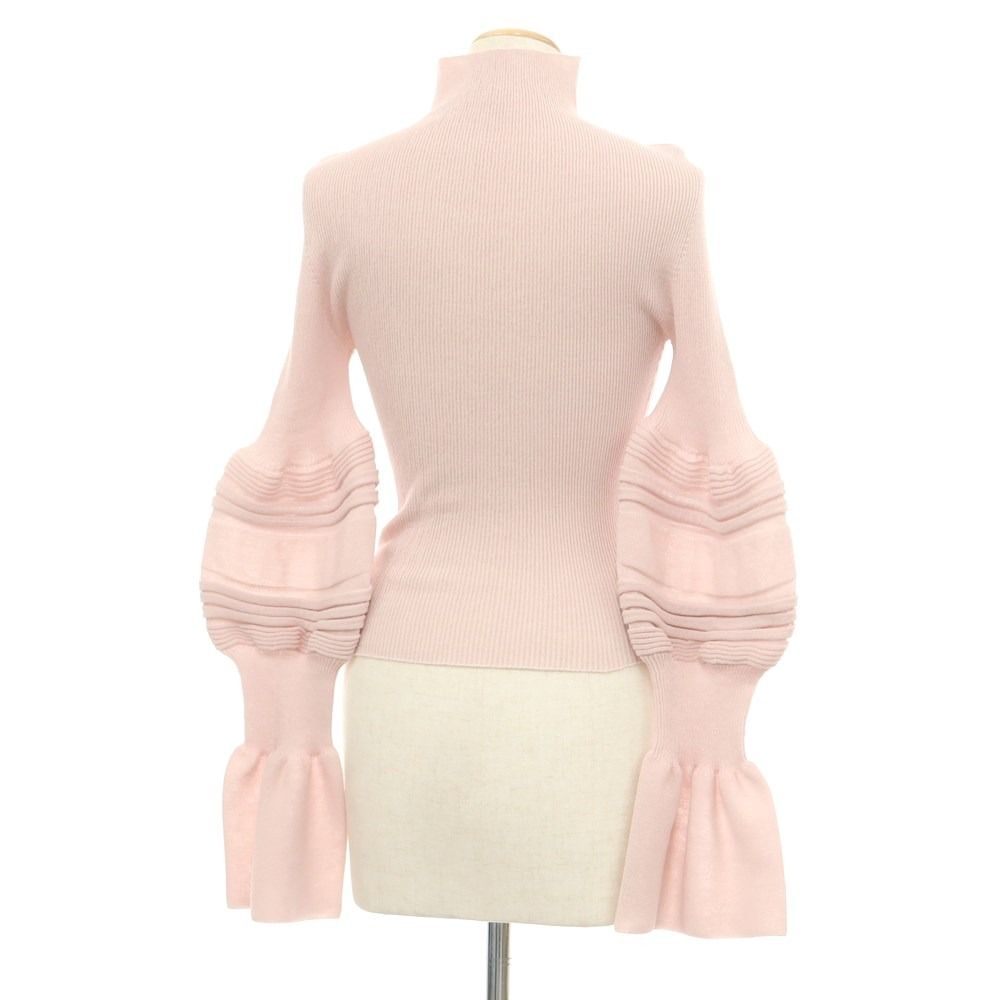 イッセイミヤケ ISSEY MIYAKE 2025年春夏 リブニット ハイネック プルオーバーニット ライトピンク サイズ表記なし L位 レディース