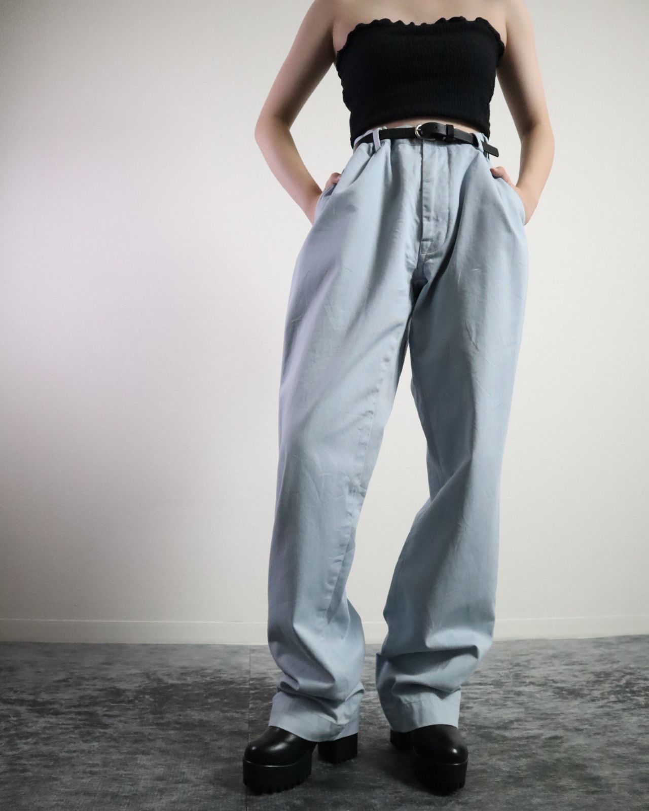 【値下げ不可・レア】ポロラルフローレン ポロベア チノパン 【W36・ネイビー】 Ralph Lauren wide classic color chino pants ice blue ポロ