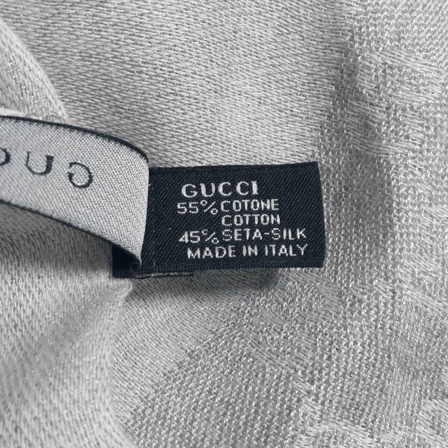 新品 Gucci グッチ ストール GG柄 ライトグレー