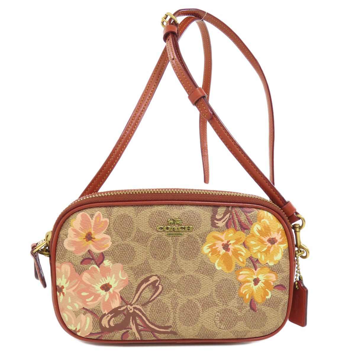 COACH コーチ 66666 フラワーモチーフ ショルダーバッグ PVC 