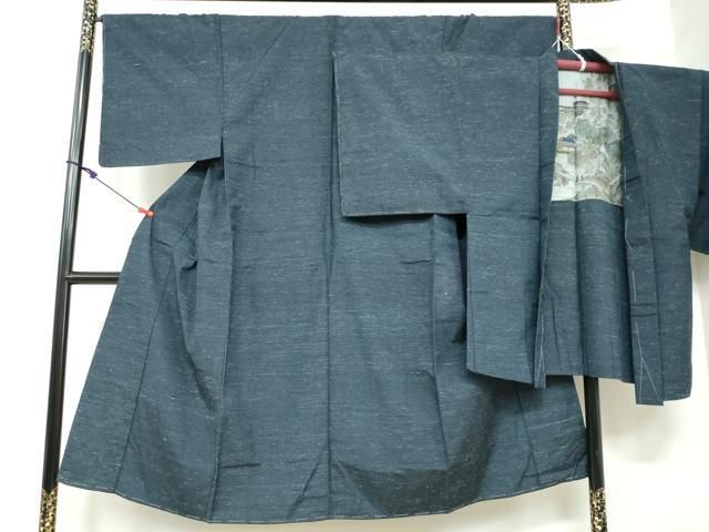 平和屋着物●男性 紬 アンサンブル 長羽織 霞文 正絹 ♥ DAAW5939ud