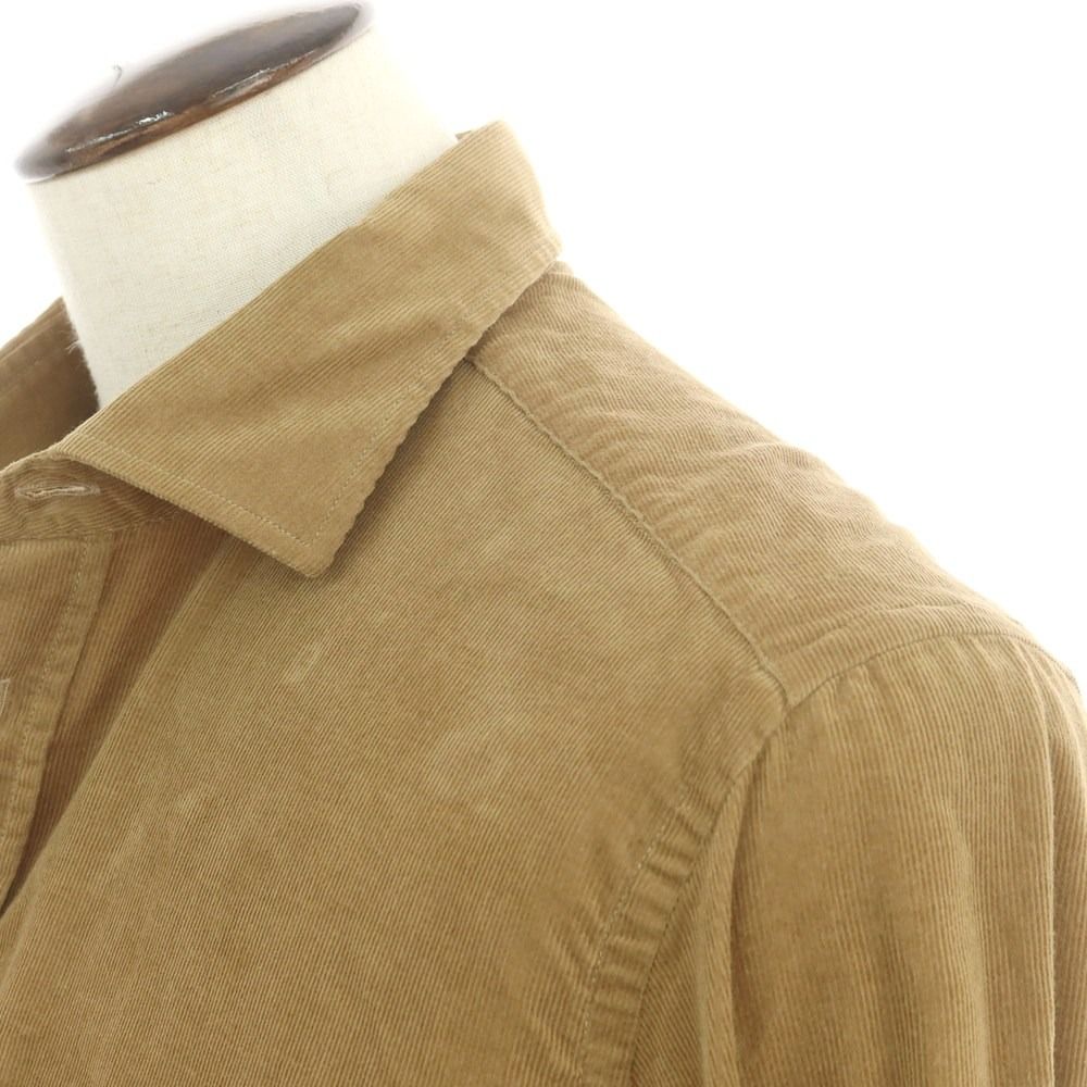 ギローバー GUY ROVER コットン 細畝コーデュロイ ワイド カジュアルシャツ カーキ系 サイズXL メンズ