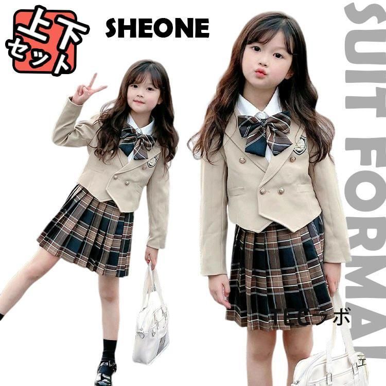 卒業式 スーツ 女の子 小学生 卒服 韓国 入学式 フォーマル なんちゃって制服 セット ブレザー シャツ リボン プリーツスカート チェック柄 入学式 スーツ 女の