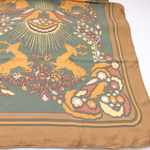 HERMES/エルメス カレ90 tally ho トナカイ スカーフ カーキ ユニ