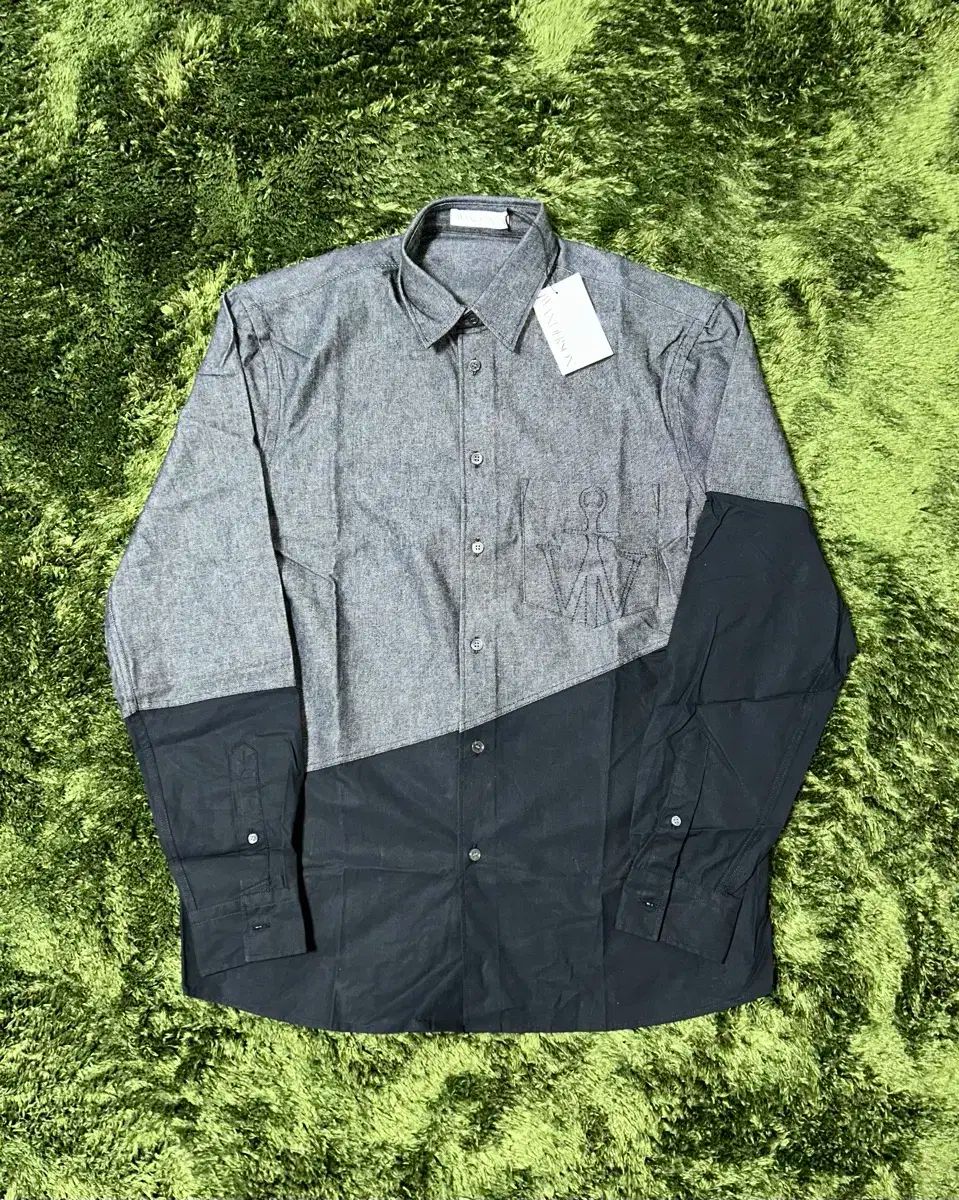 46 jw Kinloch Anderson(キンロックアンダーソン) ツートン クラシック フィット シャツ シャンブレー 黒