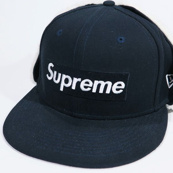 SUPREME シュプリーム 21AW EARFLAP BOX LOGO NEW ERA イヤーフラップ ボックス ロゴ ニューエラ キャップ ネイビー 帽子