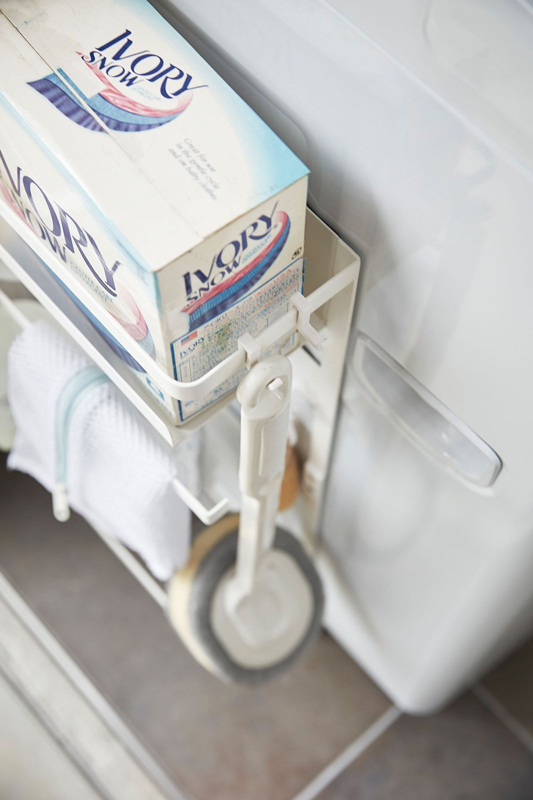 山崎実業Yamazaki 洗濯機横 マグネット収納ラック ホワイト 約W28×D ...