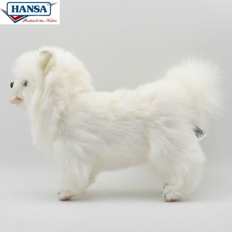 HANSA BH7324 ポメラニアン 46 POMERANIAN DOG WHITE 46cm 犬 ドッグ 愛犬 リアル ぬいぐるみ ハンサ 動物 アニマル 置物 人形 フィギュア 大きい 実物大 大型 7324