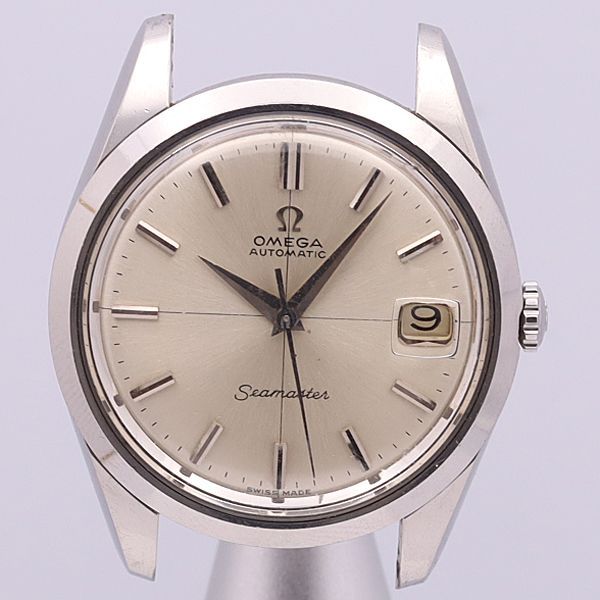 デッドストック級 稼働 オメガ AT/自動巻 166.010 シーマスター デイト シルバー文字盤 トップのみ メンズ腕時計 1064ABC0809500 YSD