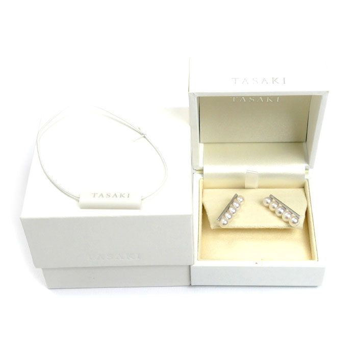 未使用品　タサキ TASAKI バランスプラス　ピアス　k18WG TASAKI タサキ バランス プラス パール 真珠 ピアス K18ピンク