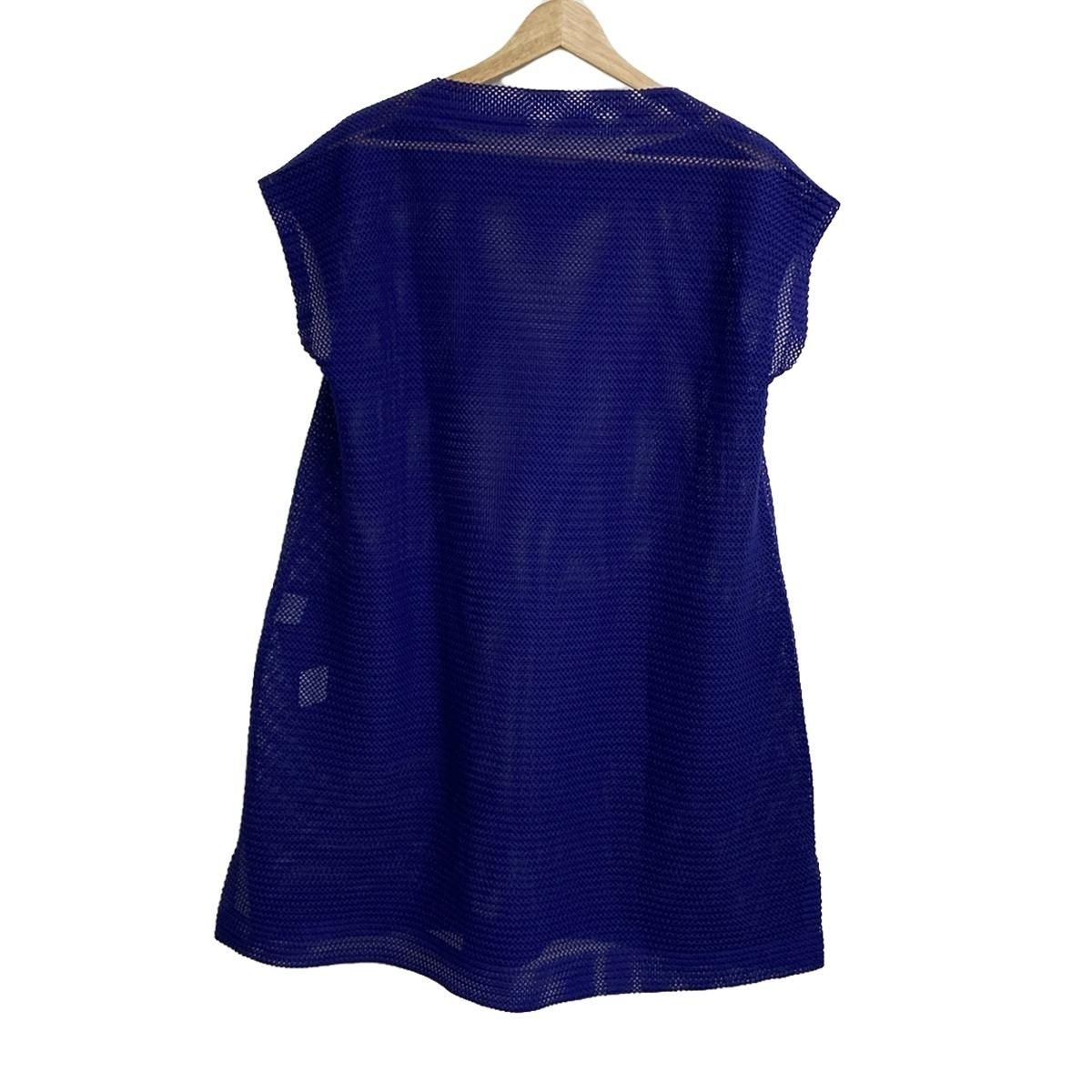 ミー/イッセイミヤケ me ワンピース チュニック ライトブルー レディース メッシュ 美品 ミー⁄イッセイミヤケ me チュニック - ネイビー レディース