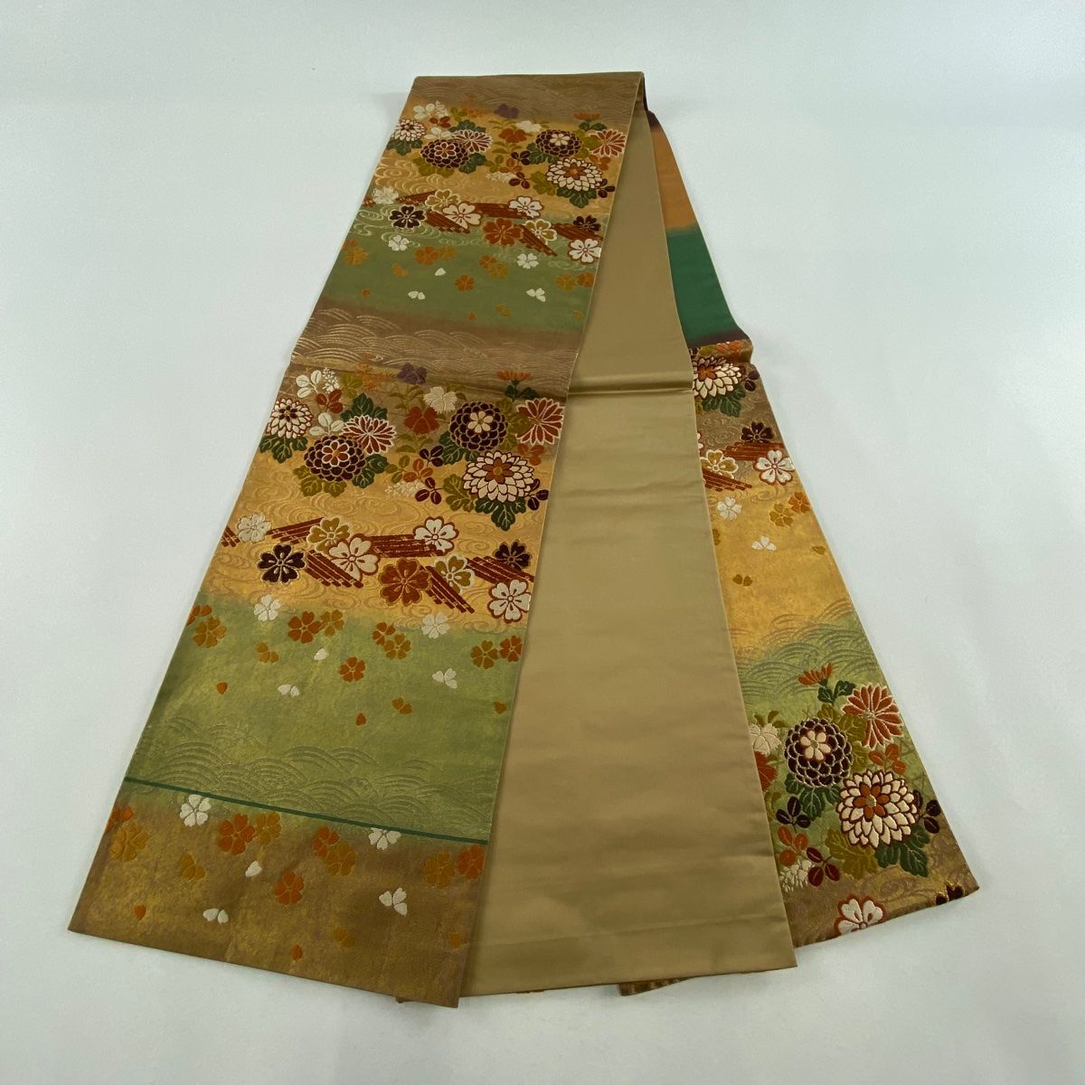 袋帯 秀品 花筏 流水 金糸 唐織 金茶 六通 正絹 【中古】 - メルカリ