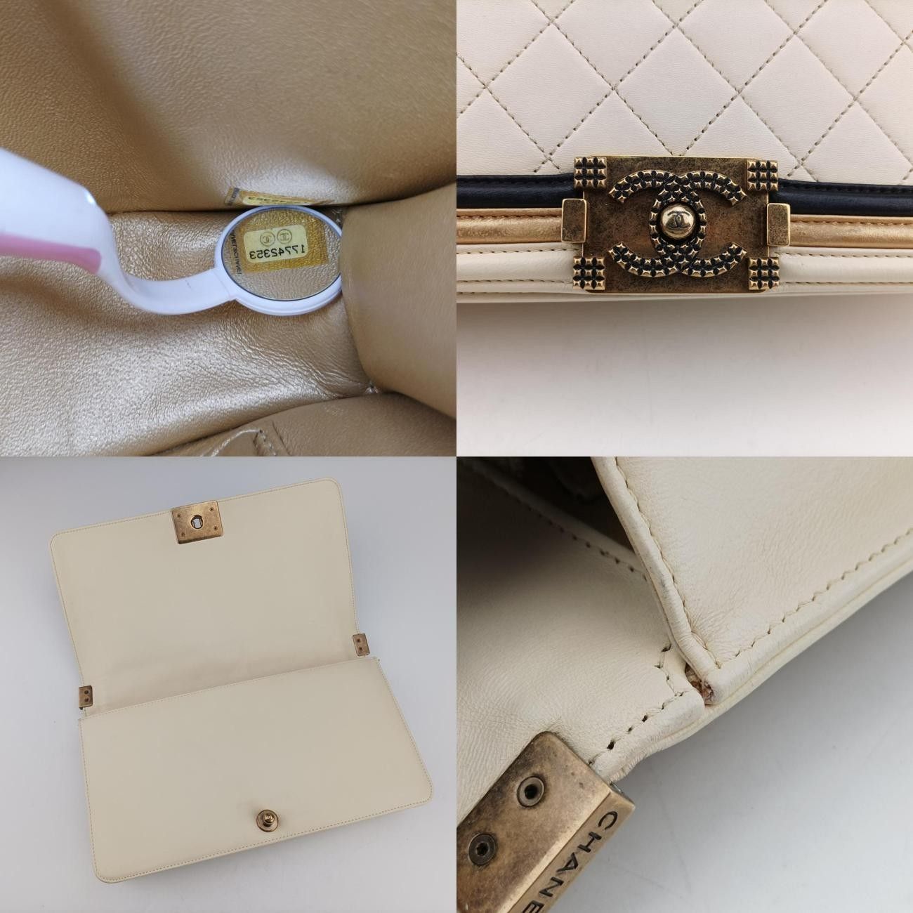 シャネルChanelボーイシャネルホワイトラムスキンA6754617742353