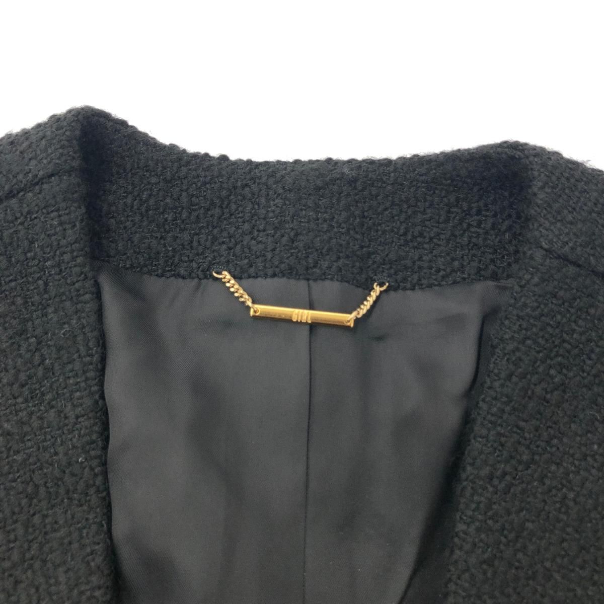 Plage ノーカラージャケット ツイード 金釦 ブラック 36 S