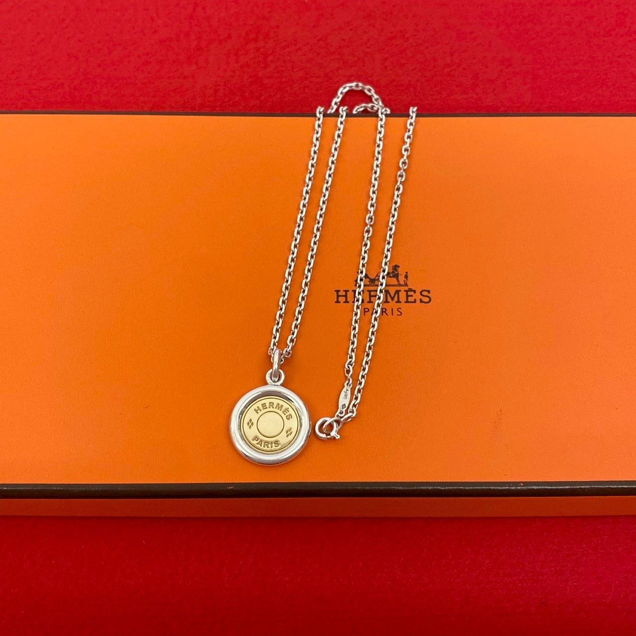 極 美品 HERMES エルメス セリエ ロゴ モチーフ シルバー925 K18