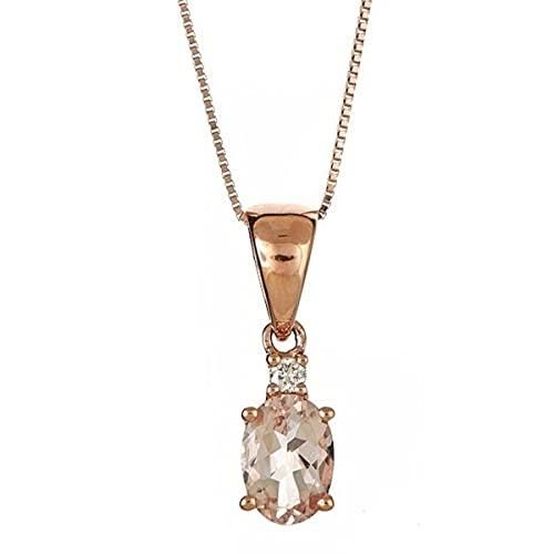 Gin -amp- Grace メンズ 14Kローズゴールド純正モルガニテとナチュラルダイヤモンドI1ペンダントネックレス 女性ジュエリーギフト用ゴールドチェーン ローズゴールド