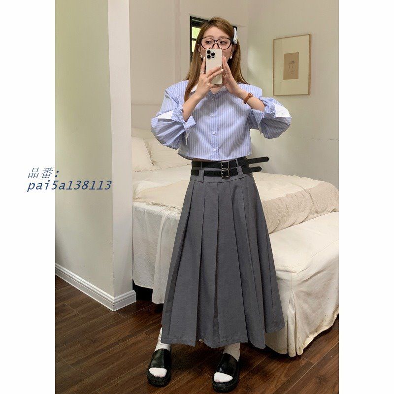 プリーツロングスカート韓国ギャルファッ pai5a138113