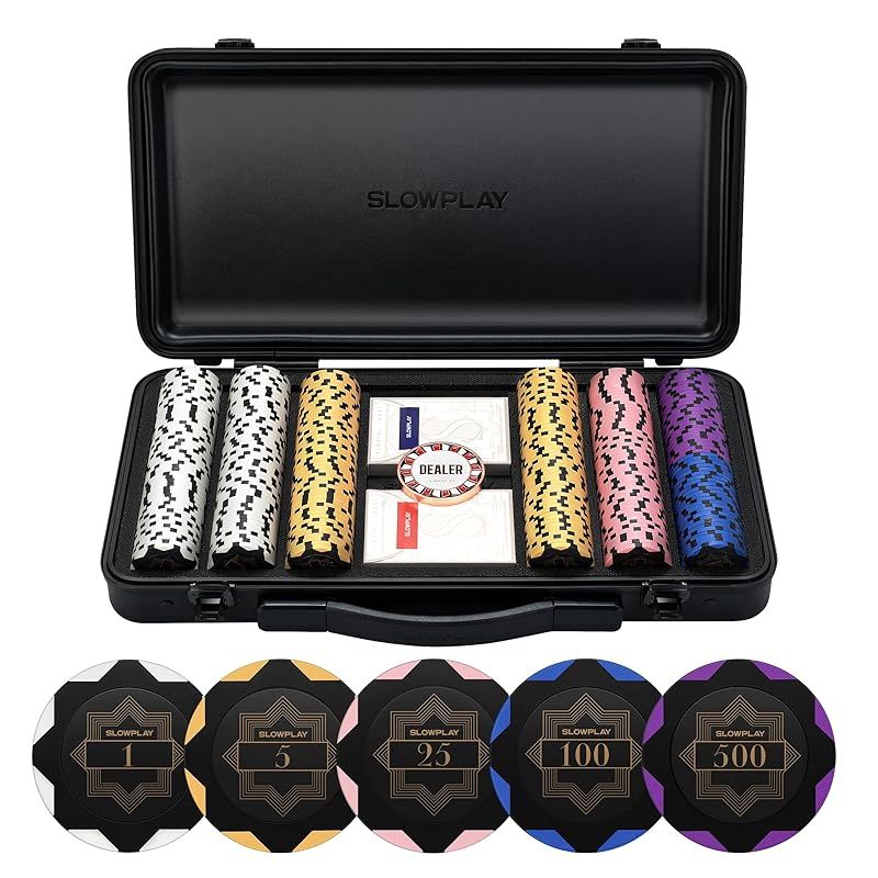 SLOWPLAY Nash クレイポーカーチップセット 14g テキサスホールデム 300枚 チップバリュー表記あり と耐久性に ポリカーボネート製ケース ポーカープレイヤーへのギフト 0