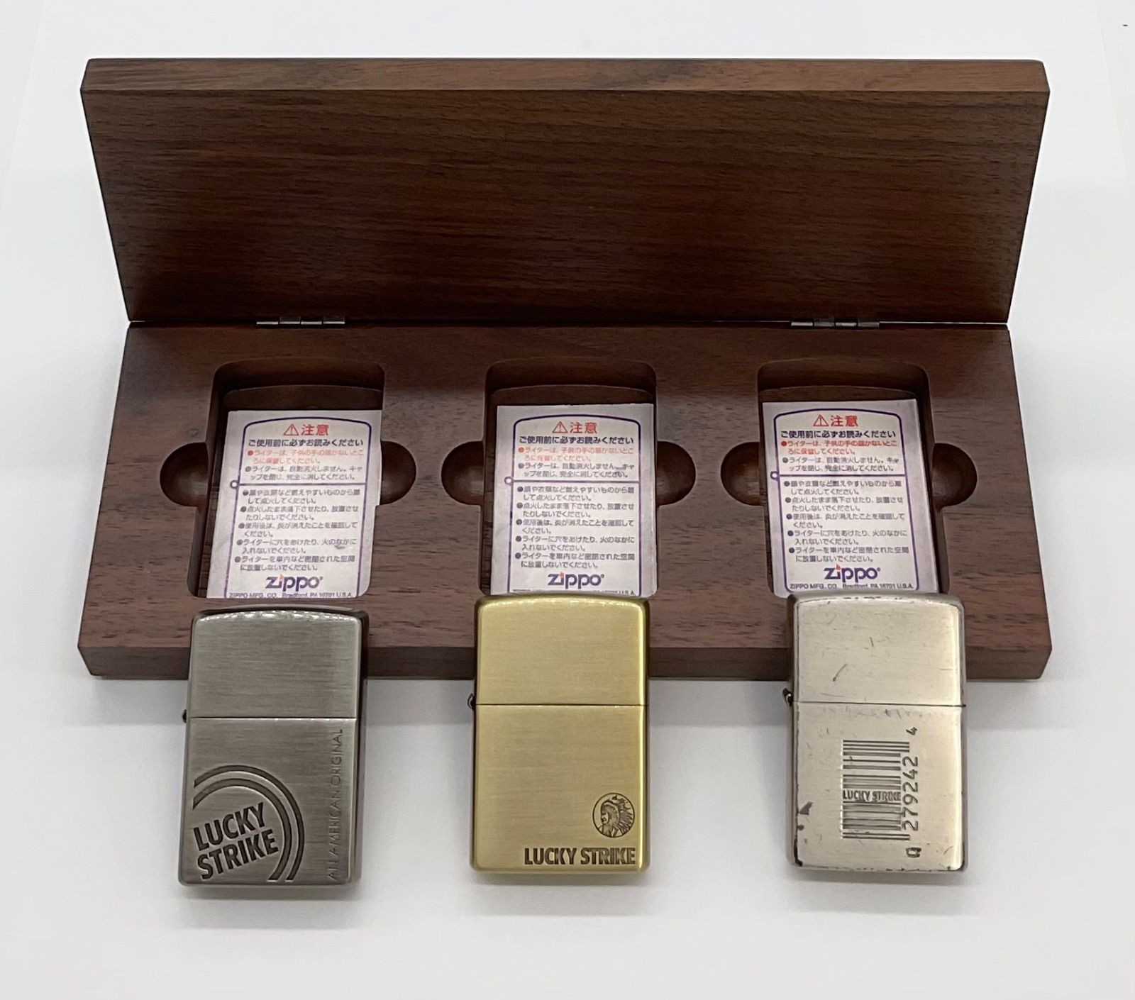 ラッキーストライク 2005年 Zippo3点セット 木箱入り 2005年