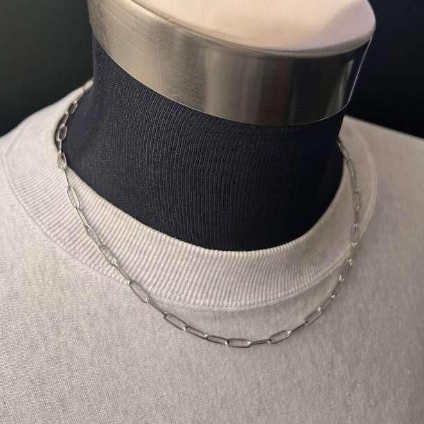 50cm シルバー オーバルチェーンネックレス メンズ ステンレス