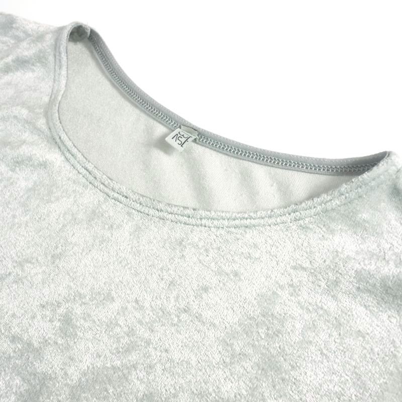 ベースレンジ BASERANGE ベロア クルーネックカットソー Tシャツ 長袖 XS グレー 2410900387 国内正規 レディース ベースレンジ BASERANGE ベロア クルーネックカットソー Tシャツ
