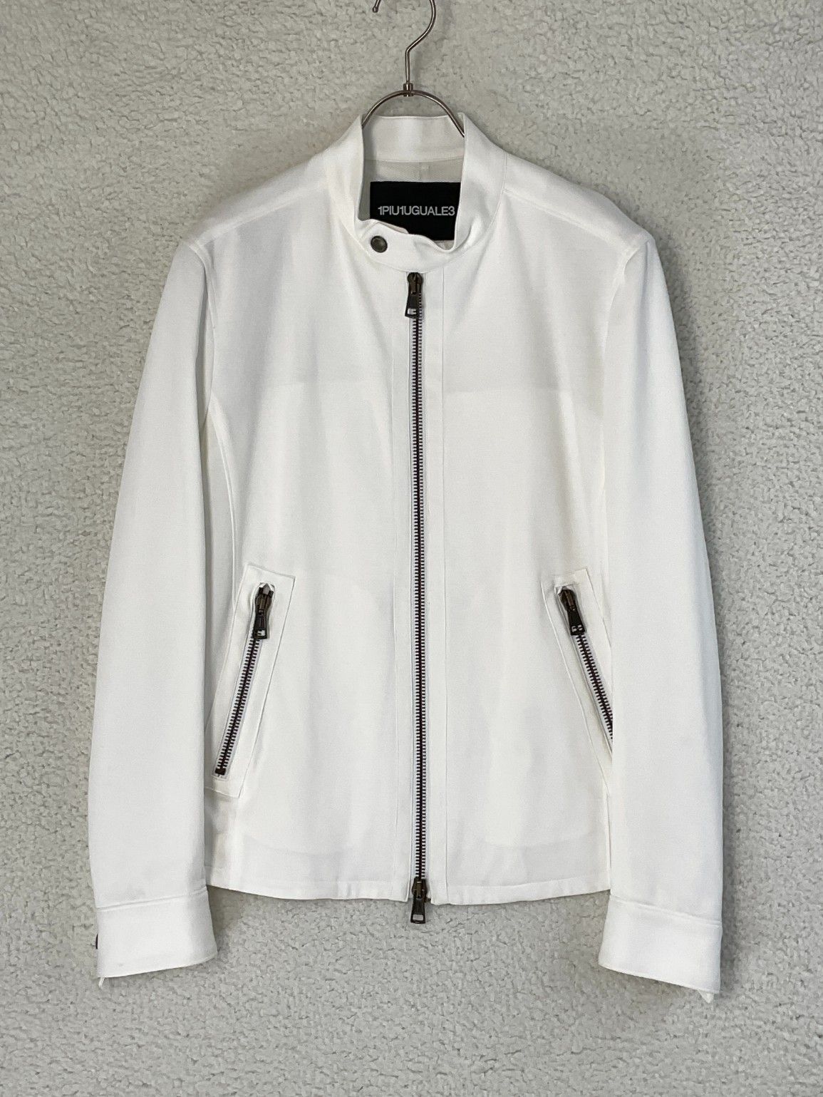 【未使用】1PIU1UGUALE3 シングルリブライダースジャケット サイズ4 未使用 1piu1uguale3 ウノピゥウ 4 ホワイト SINGLE RIB RIDERS