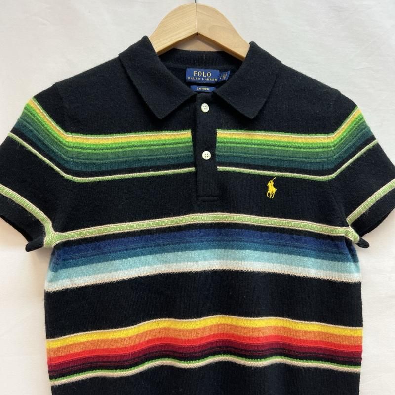 ★新品★POLO ラルフローレンマルチボーダーカラー半袖ニットセーター★タグあり RALPHLAUREN ラルフローレン ニット、セーター 半袖 カシミヤ100