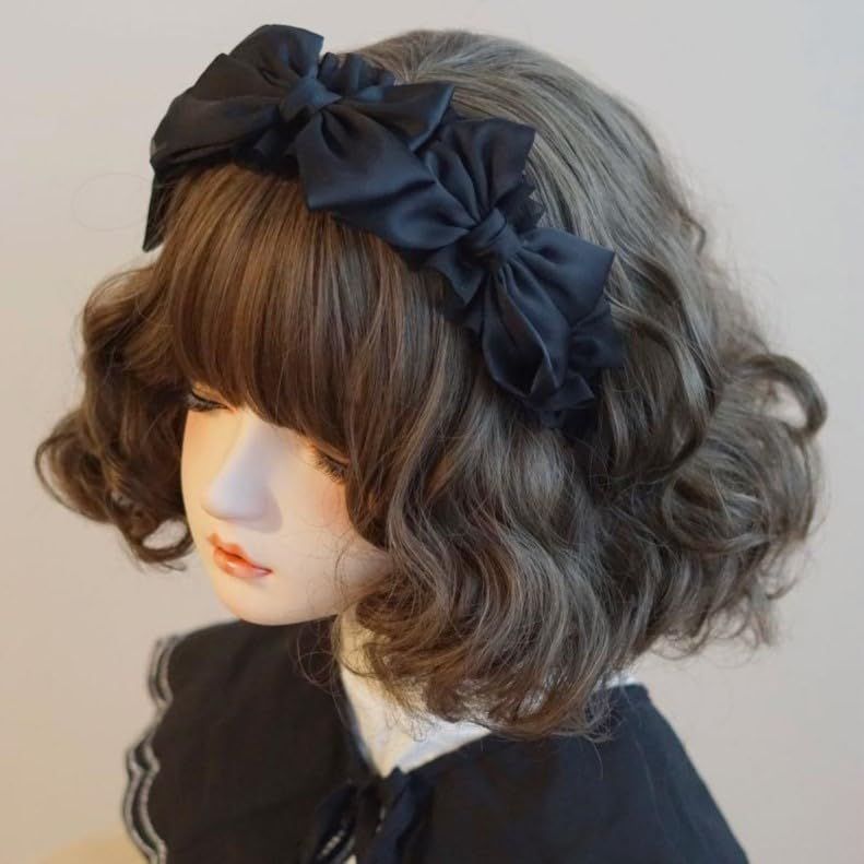 在庫 ヘッドドレス ヘアアクセ ガーリー ゴスロリ 髪飾り ゴシック ロリータ 韓国 メイド かわいい 姫 量産型 地雷系 黒 おしゃれ レース リボン ヘア ヘアバンド ブラック レディース カチューシャ HARGIO