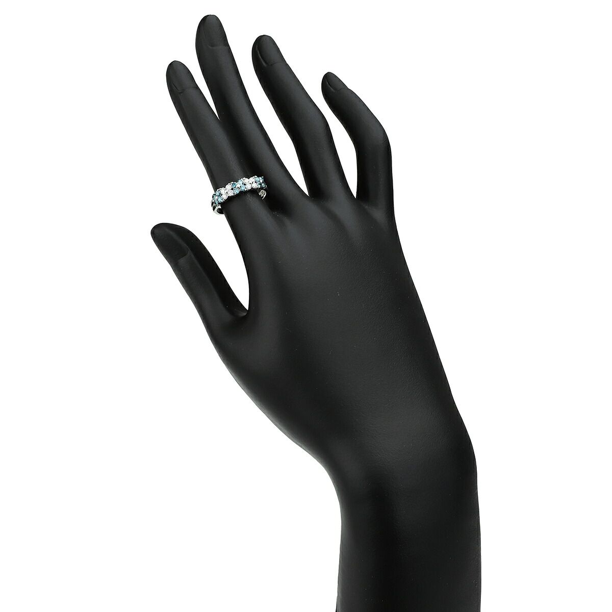 フラワーモチーフリング 指輪 ブルーダイヤモンド 0.38ct ダイヤモンド  