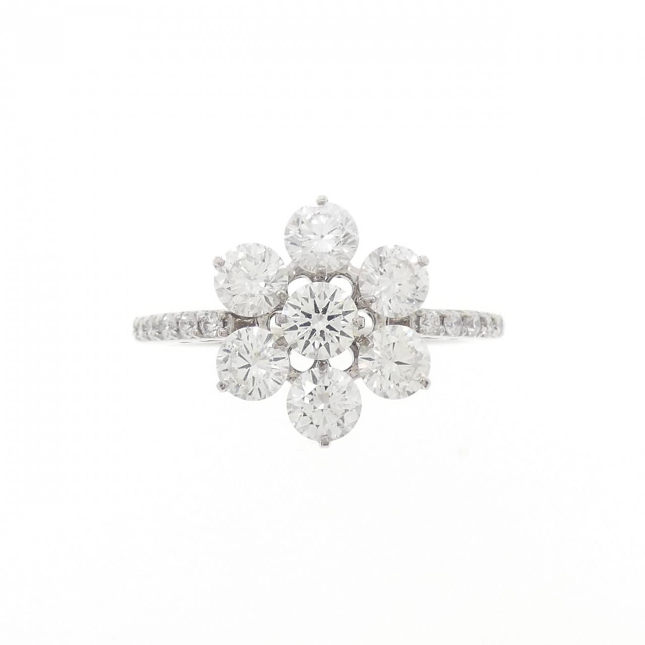 K18WG フラワー ダイヤモンド リング 1.31CT