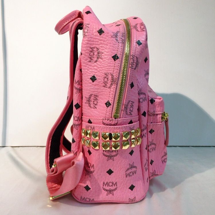 美品】 MCM ミニリュックサック ヴィセトス柄 ピンク サイドスタッズ