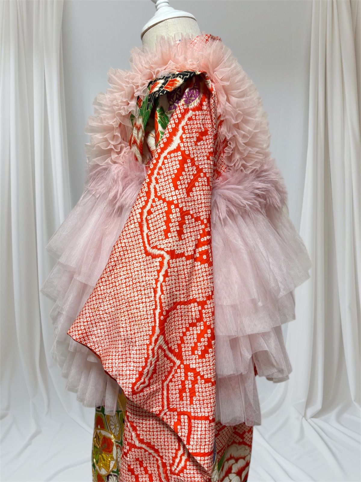 レース被布 被布エプロン チュール被布 ピンク チュール被布 七五三 3