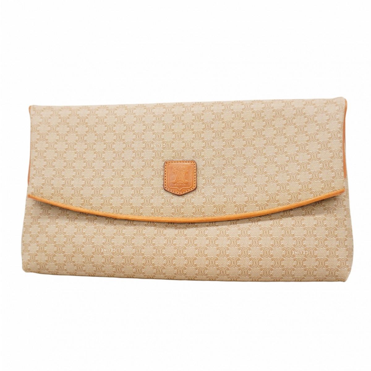 5md4217 セリーヌ クラッチバッグ マカダム PVC ベージュ ゴールド金具 レディース