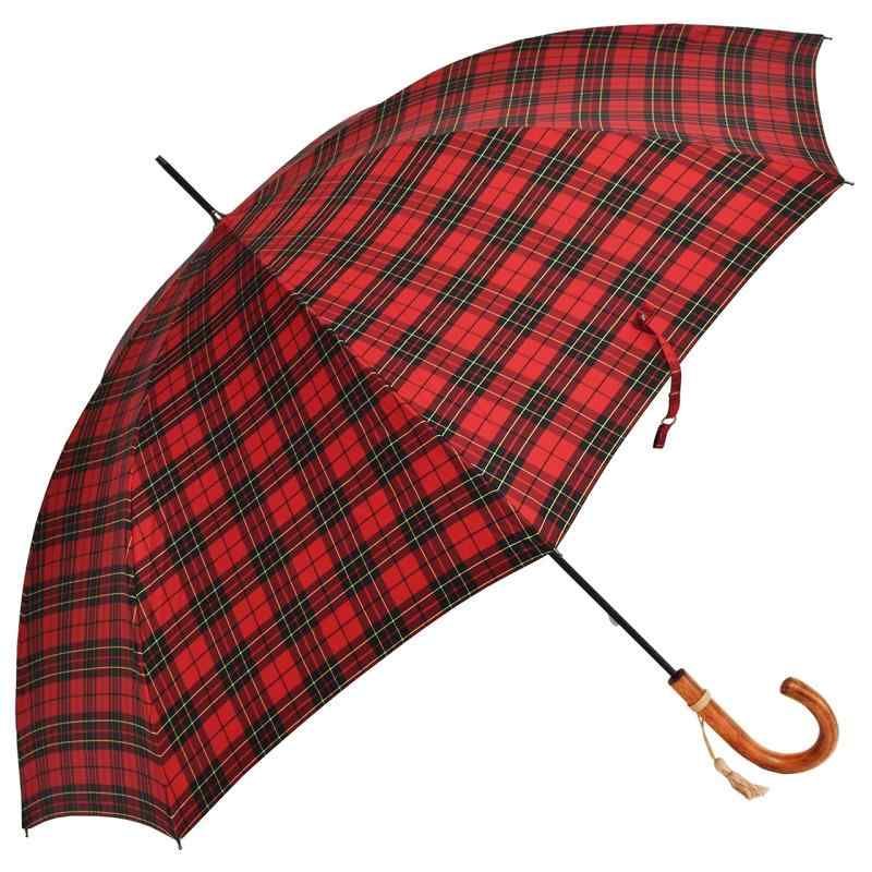 傘 レディース 長傘 スリムシリーズ 65cm×8本骨タータンチェック Red