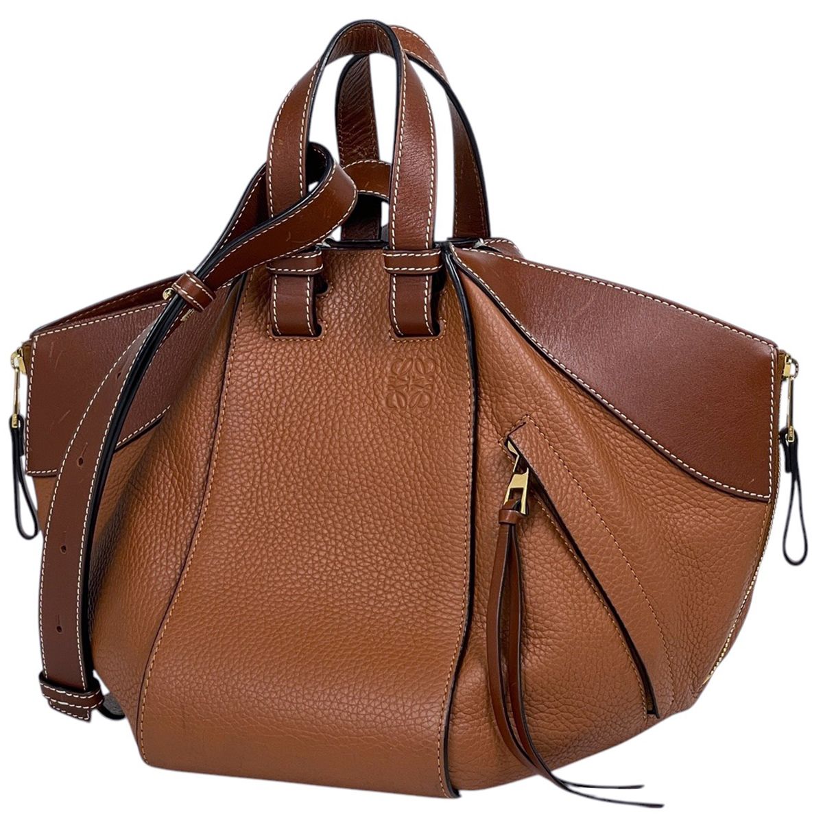 ロエベ LOEWE ハンモック バッグ スモール 2WAY ショルダーバッグ アナグラム ハンドバッグ レザー ブラウン レディース