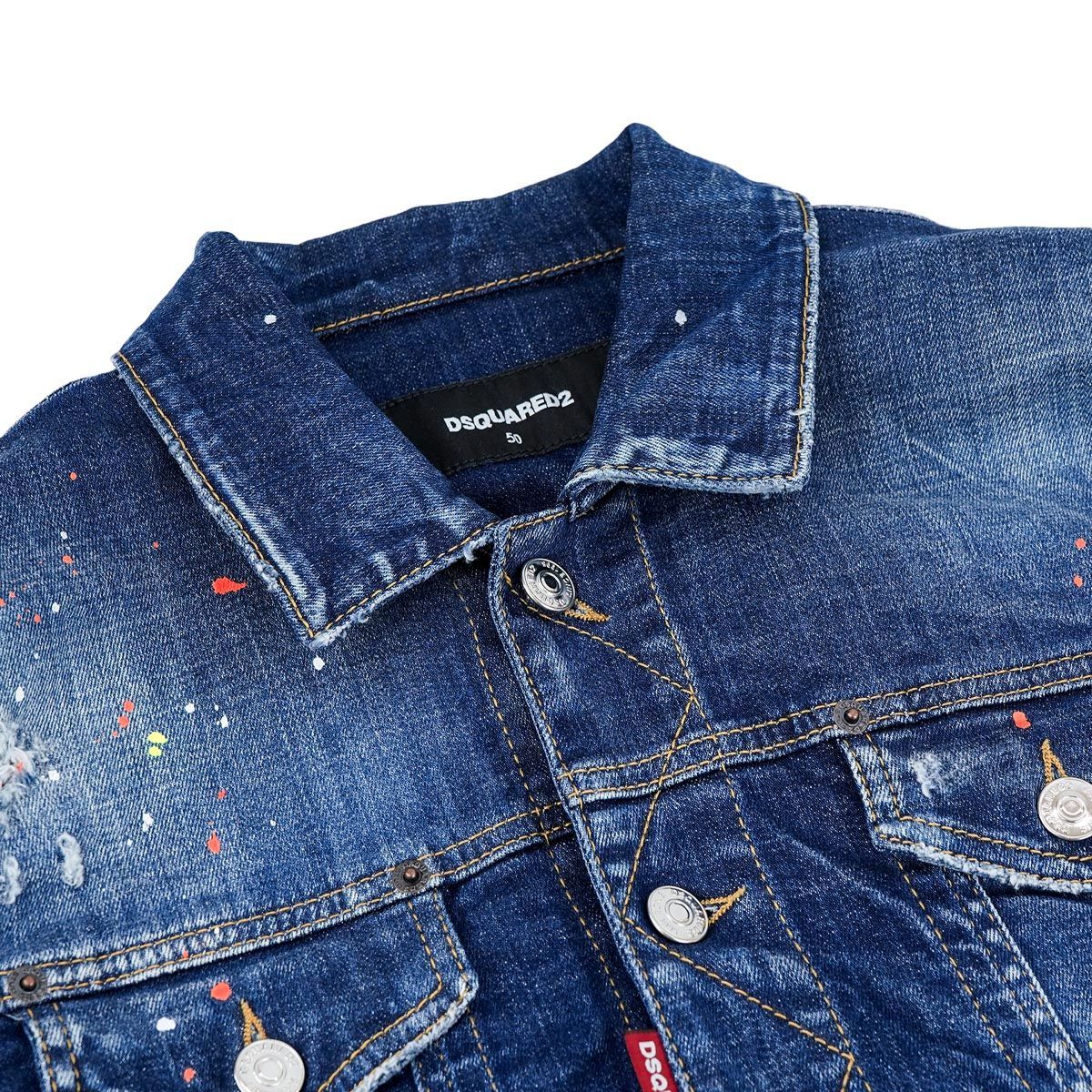 DSQUARED2 ディースクエアード デニムジャケット S74AM1386 S30342 DAN JEAN JACKET メンズ 男性 Gジャン  ヴィンテージ加工 ダメージ加工 470 BLUE ブルー