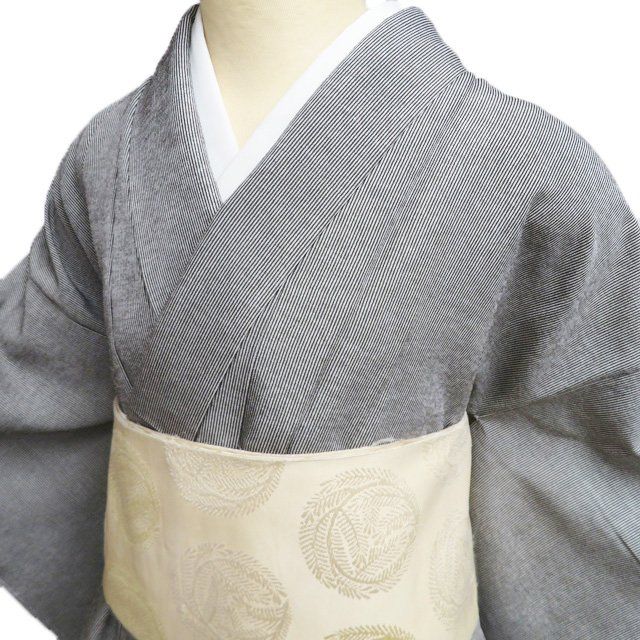 小紋 江戸小紋 着物 正絹 袷 万筋 銀座 きしや たとう紙付き 薄灰色 黒色 身丈153cm 裄64cm SA ワイド きもの北條 A1280-3