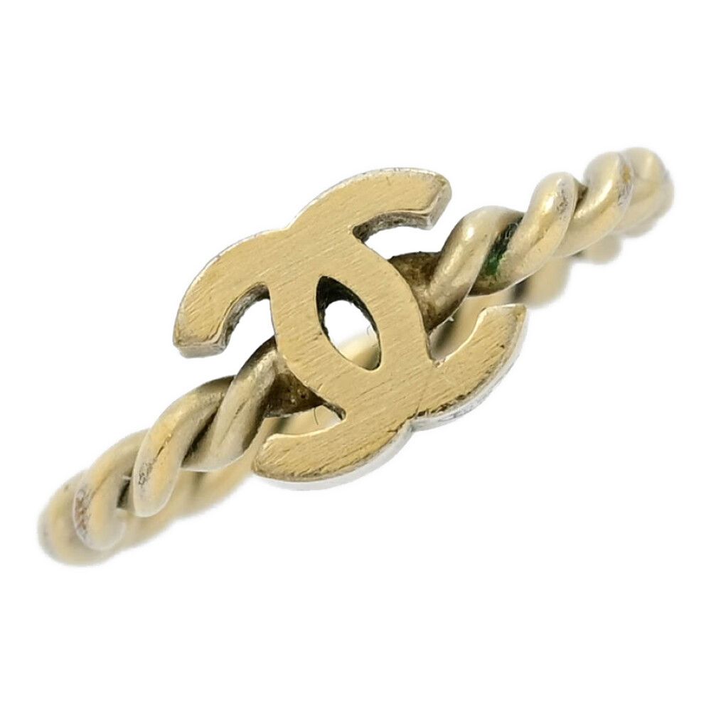 良品【CHANEL／シャネル】ココマーク ツイスト ゴールドリング CHANEL シャネル ココマーク ツイスト リング 指輪/合金/メッキ