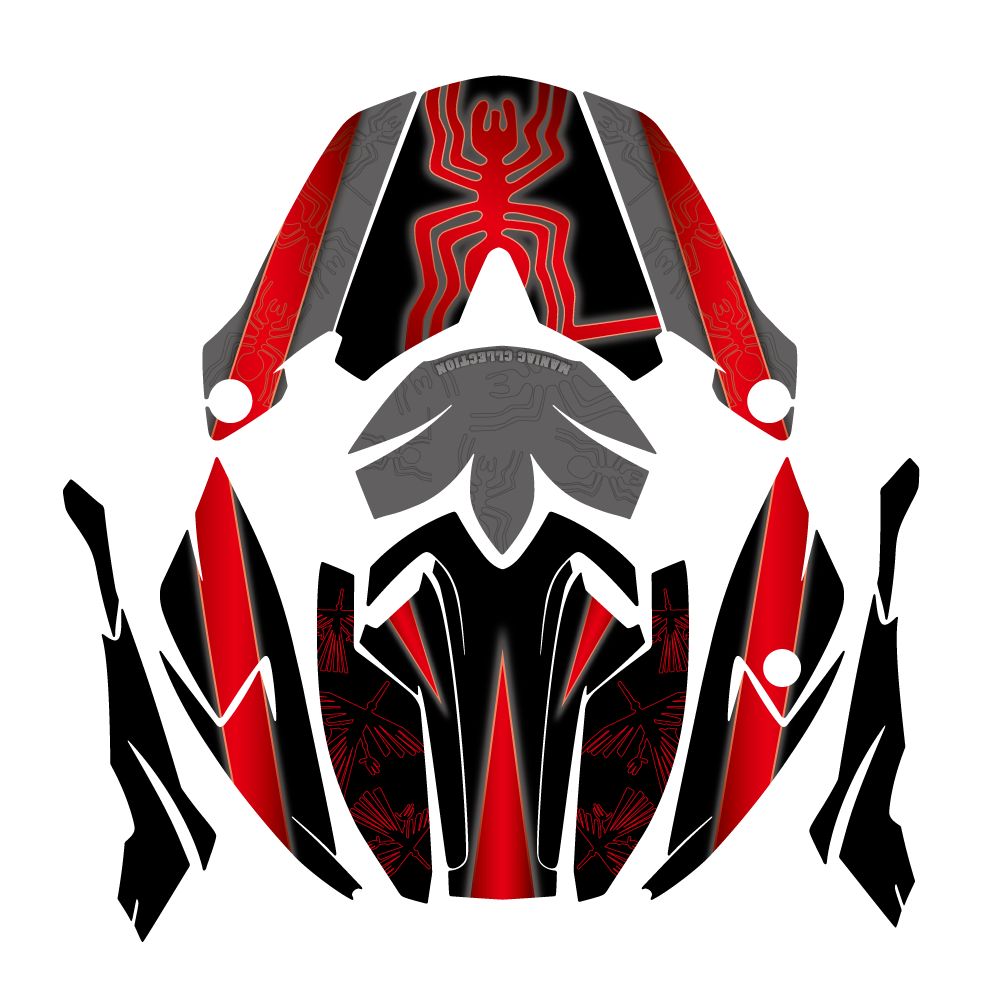 VFX-WR用 ヘルメットデカール Mサイズ ナスカブラック 地上絵 オフロード ショウエイ モトクロス カラフル ステッカーセット バイク用品 オリジナルデザイン バイクヘルメット アクセサリー イメチェン 貼り替え 傷隠し かっこいい おしゃれ ライン