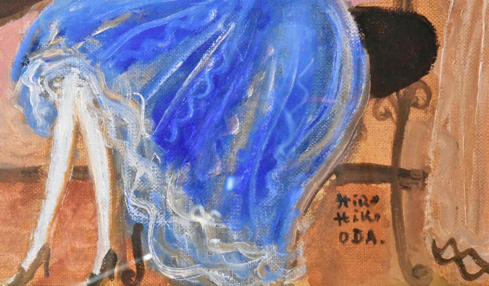 織田広比古　「青いドレスの少女」　人物画　油彩Ｆ３号　真作保証　美品！　夭逝人気実力画家　エレガントで可愛い！
