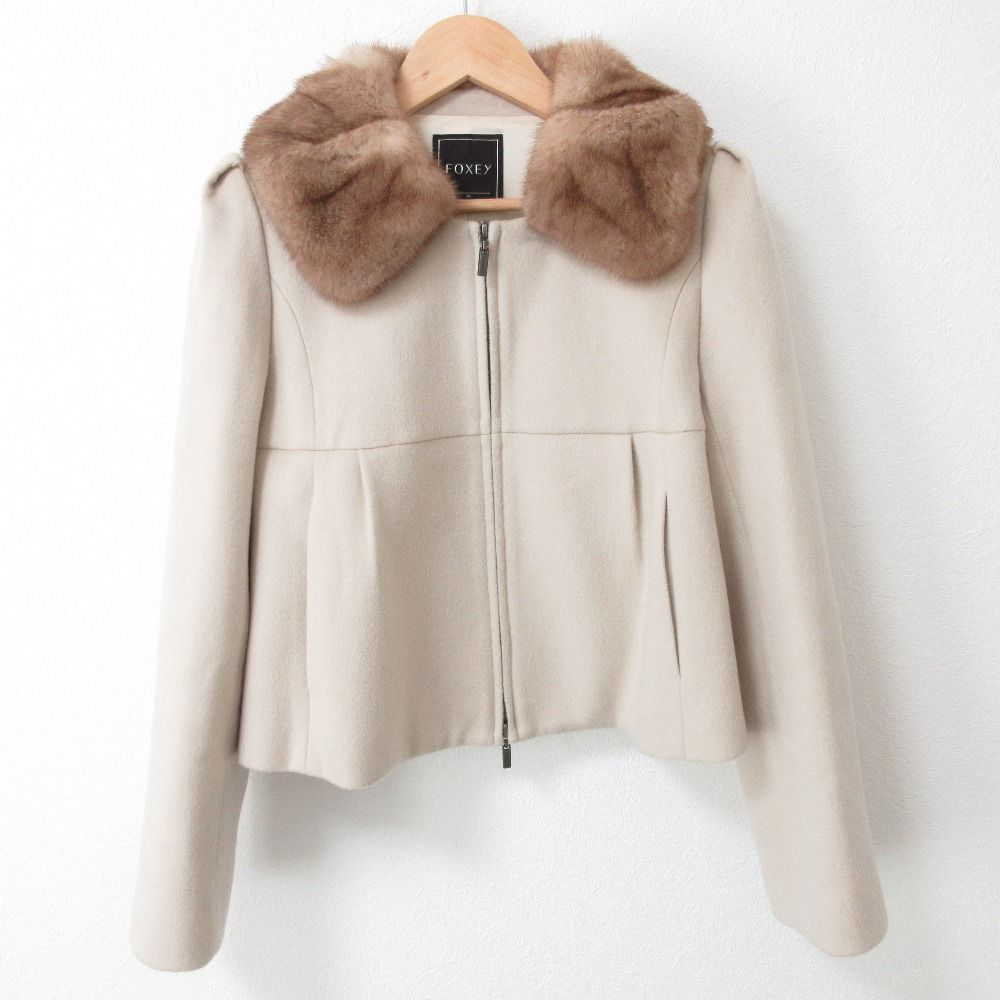 古着人気アイテム 良品 FOXEY フォクシー パウダーショコラ ミンクファー カシミヤ ジャケット・アウター