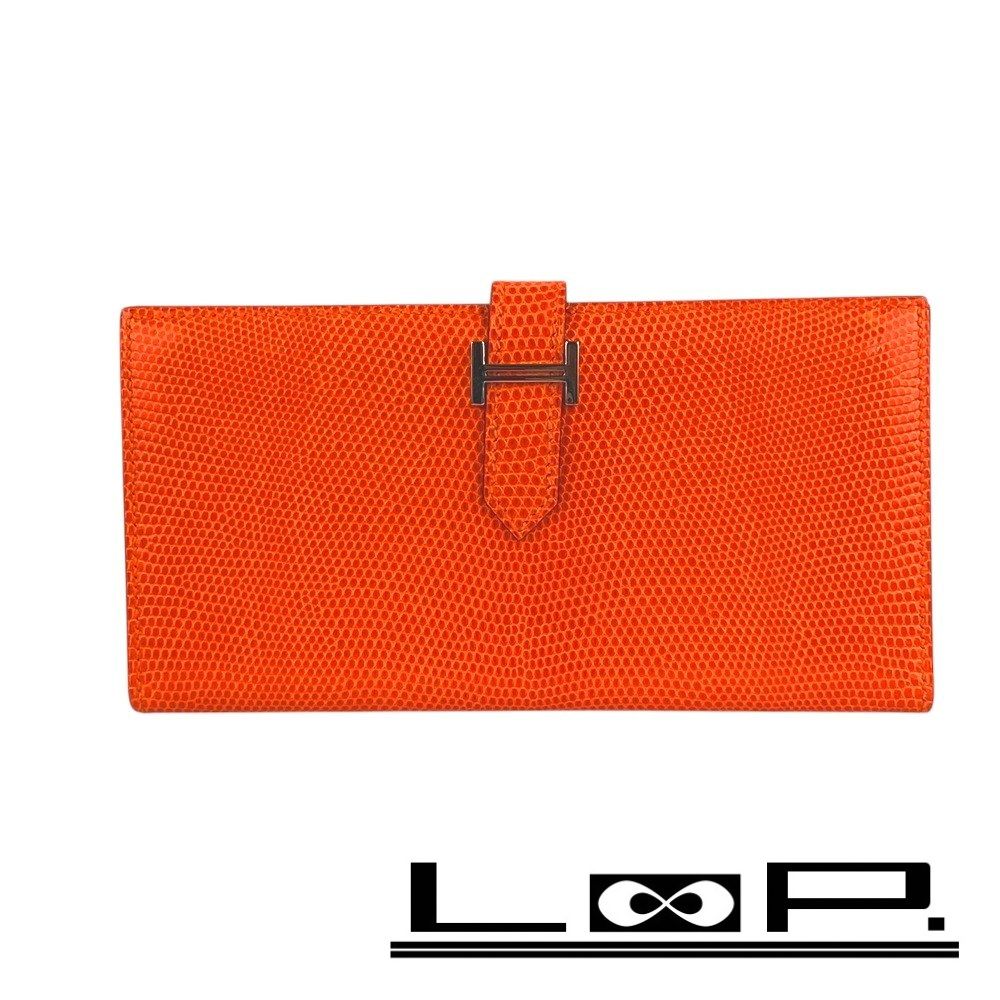 美品 HERMESエルメス ベアン クラシック リザード ▢A刻印 長財布 美品 HERMESエルメス ベアン クラシック リザード ▢A刻印 長