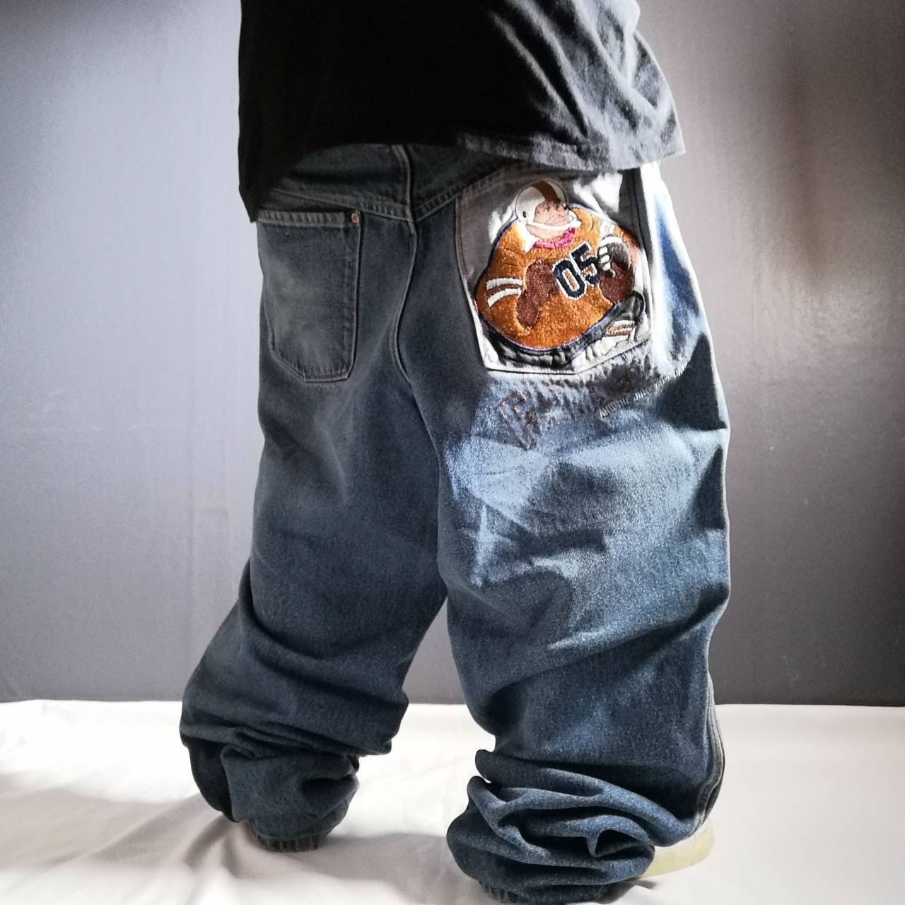 Platinum Fubu フブ ファットアルバート 刺繍 バギーデニム W34 PLATINUM FUBU プラチナムフブ FAT ALBERT ファット・アルバート