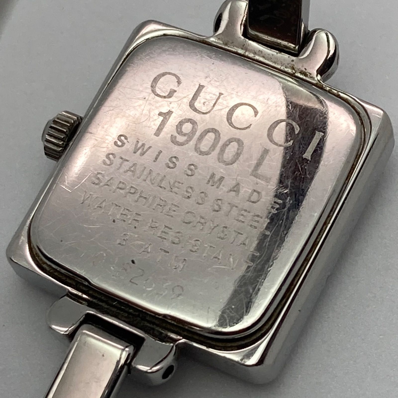 【動作品】GUCCI バングルウォッチ1900L アナログ クウォーツ GUCCI/グッチ】 1900L バングルウォッチ スクエア 腕時計 GP